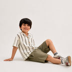 Striped Shirt & Olive Shorts
