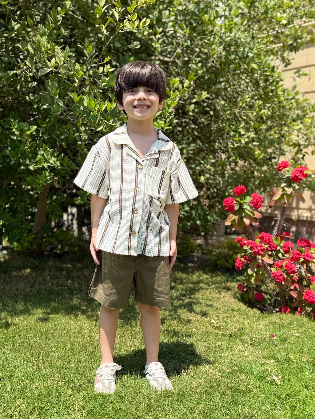 Olive Green Linen Shorts