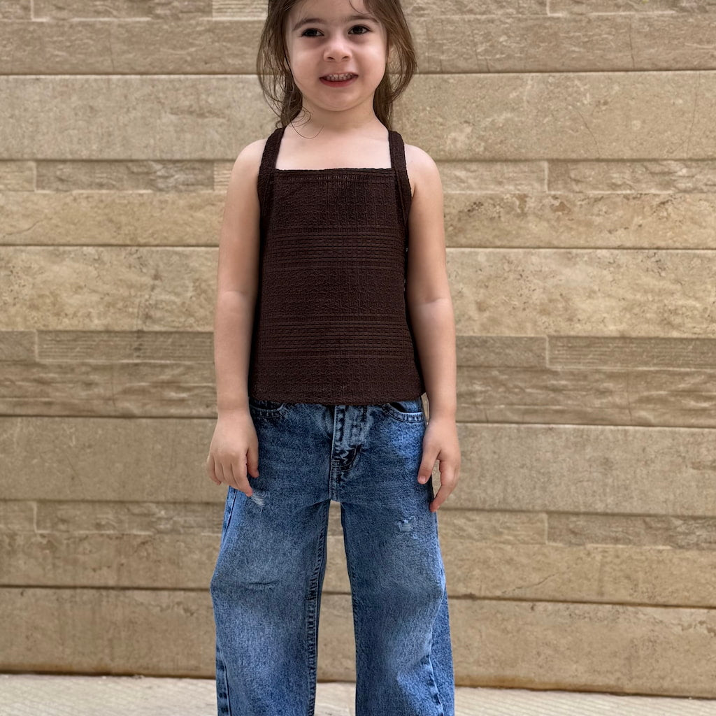 Textured Brown Sleeveless