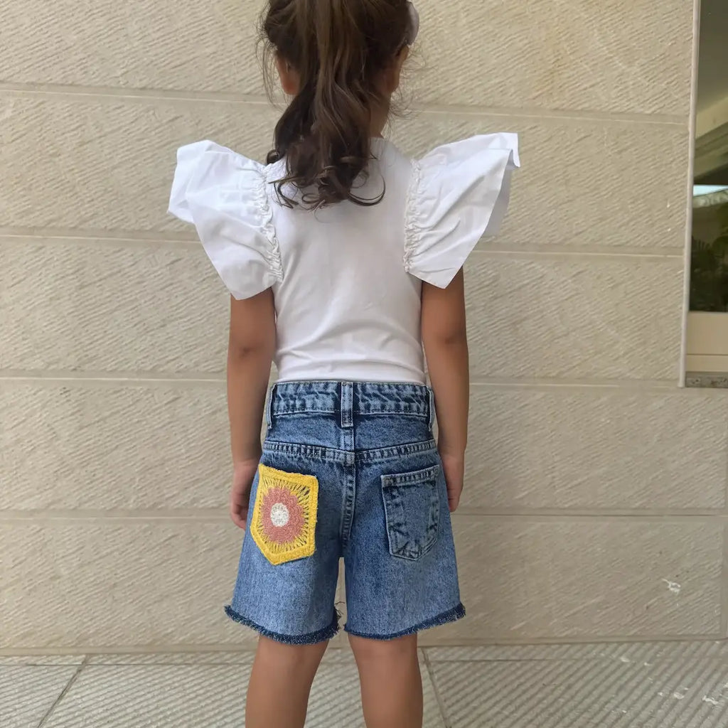 Floral Embroidered Denim Shorts