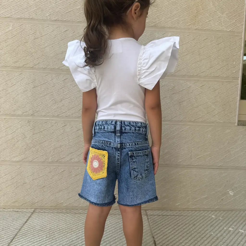 Floral Embroidered Denim Shorts