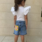 Floral Embroidered Denim Shorts