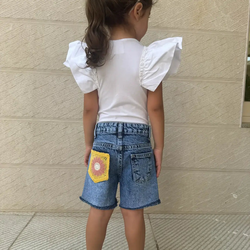 Floral Embroidered Denim Shorts