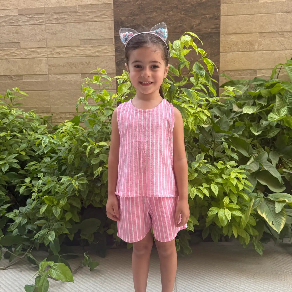 Striped Top & Shorts Set