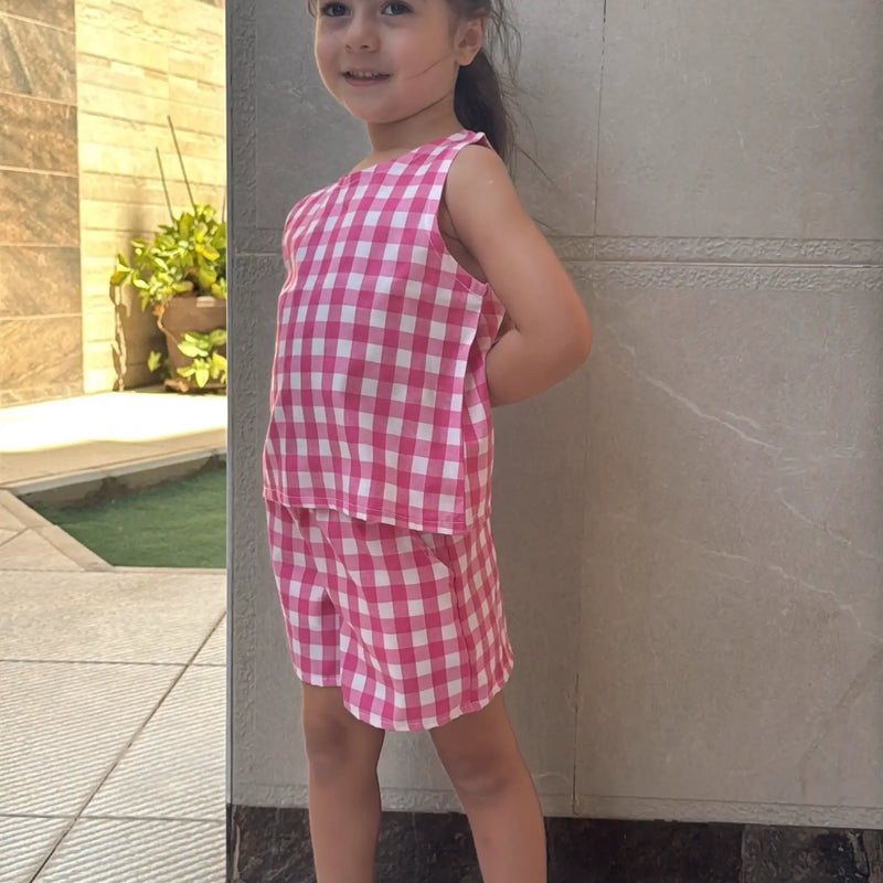Checked Top & Shorts Set