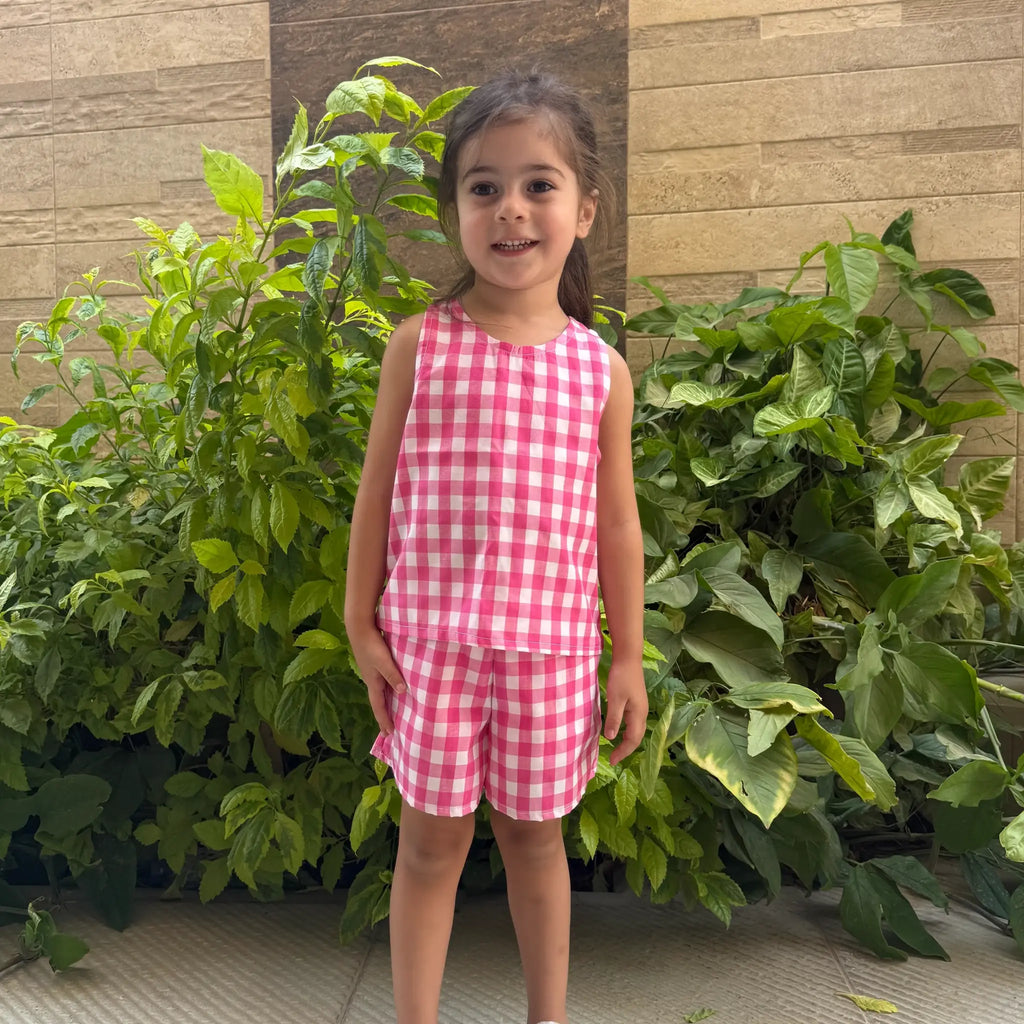 Checked Top & Shorts Set