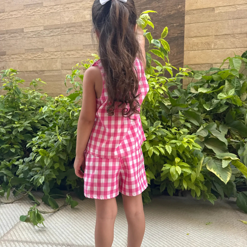 Checked Top & Shorts Set