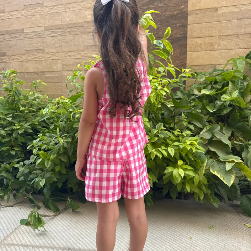 Checked Top & Shorts Set