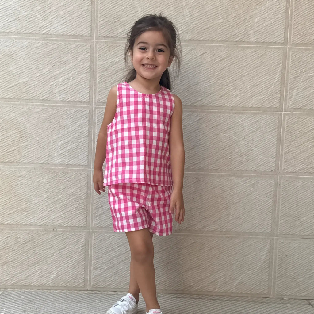 Checked Top & Shorts Set