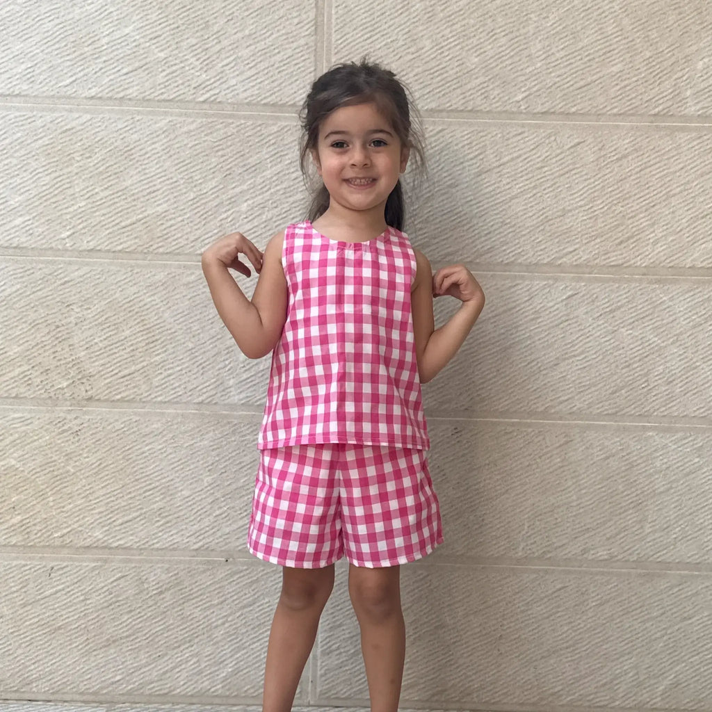 Checked Top & Shorts Set