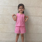 Checked Top & Shorts Set
