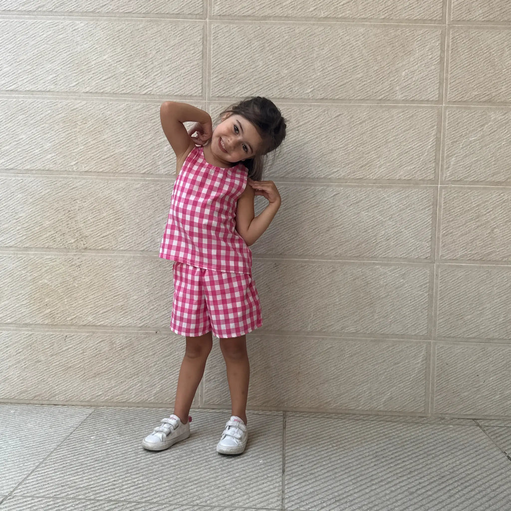 Checked Top & Shorts Set