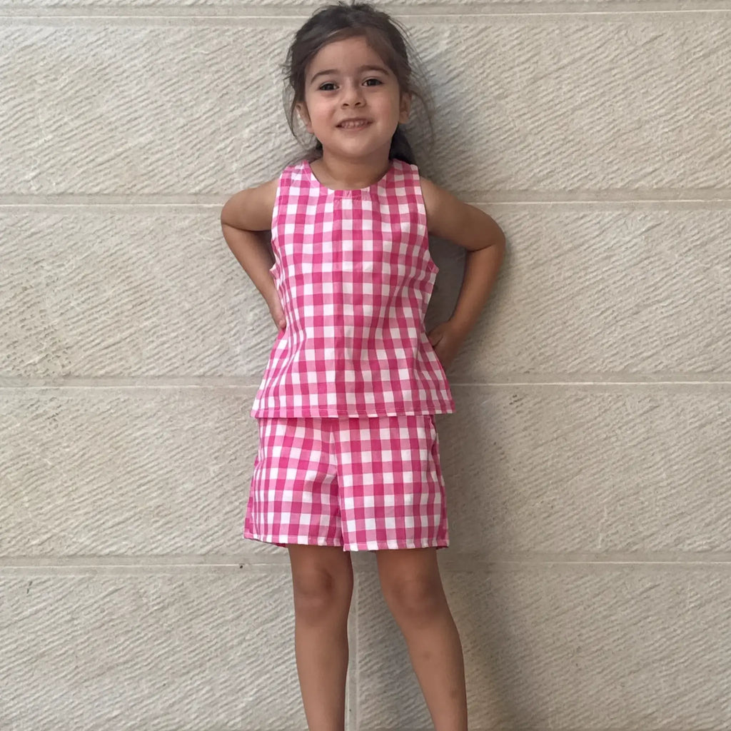 Checked Top & Shorts Set