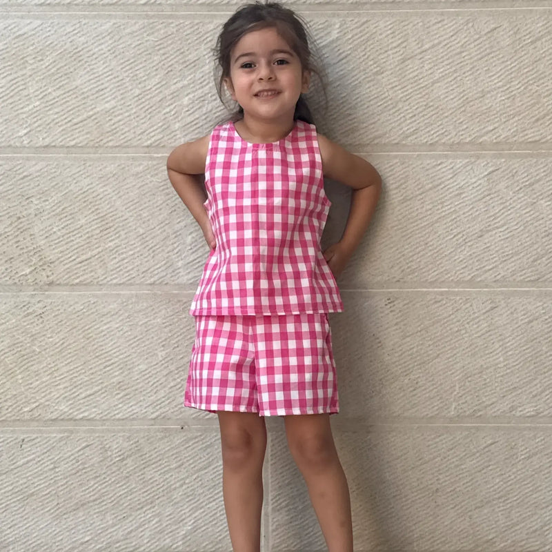 Checked Top & Shorts Set