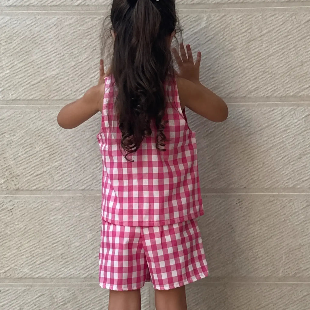 Checked Top & Shorts Set