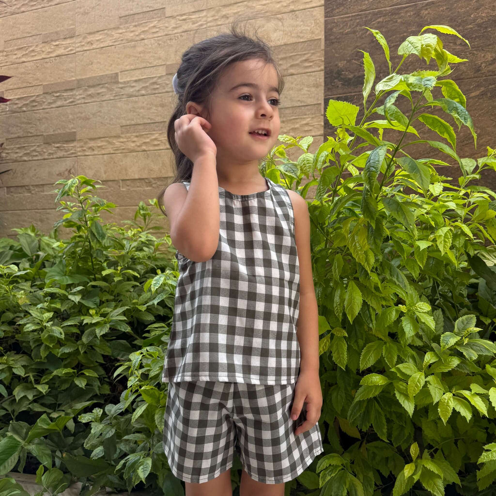 Checked Top & Shorts Set