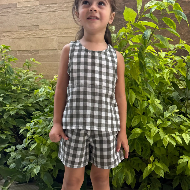 Checked Top & Shorts Set
