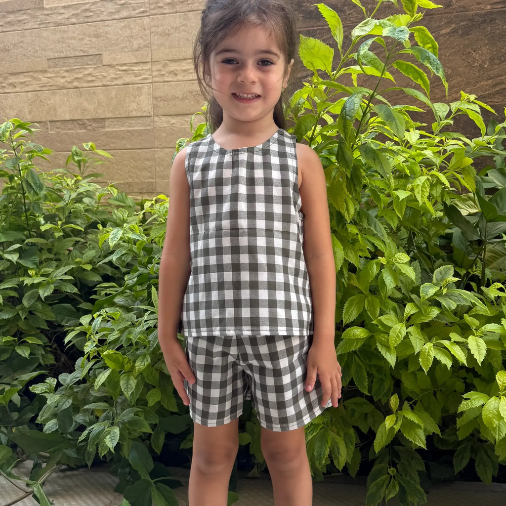 Checked Top & Shorts Set