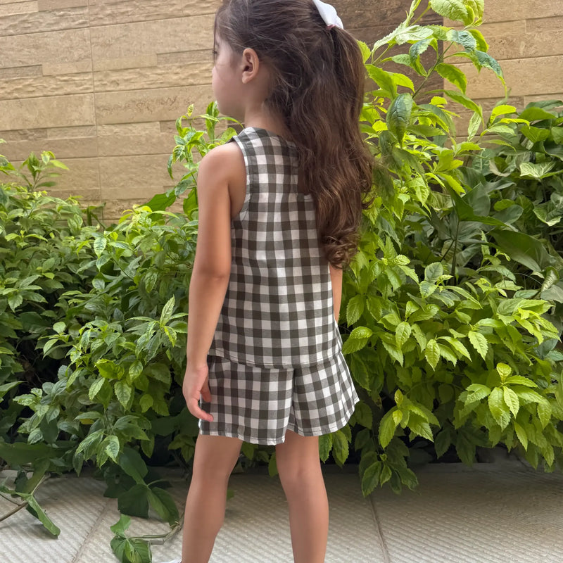Checked Top & Shorts Set
