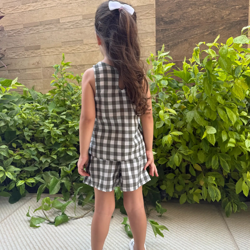 Checked Top & Shorts Set
