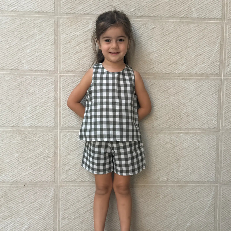 Checked Top & Shorts Set