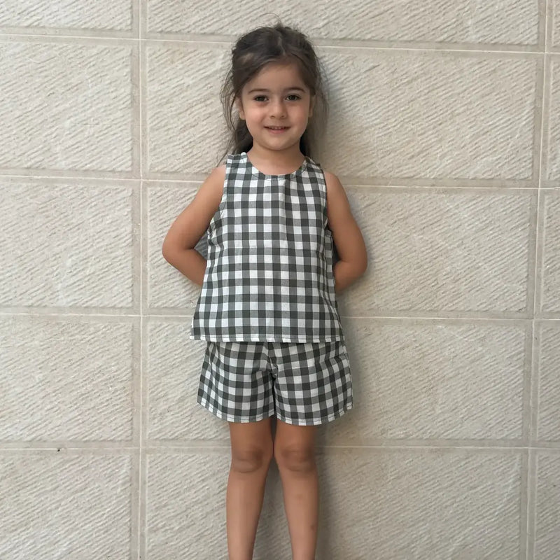 Checked Top & Shorts Set