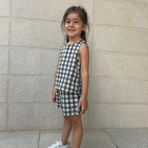 Checked Top & Shorts Set