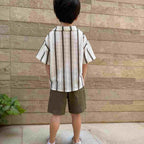 Striped Shirt & Olive Shorts