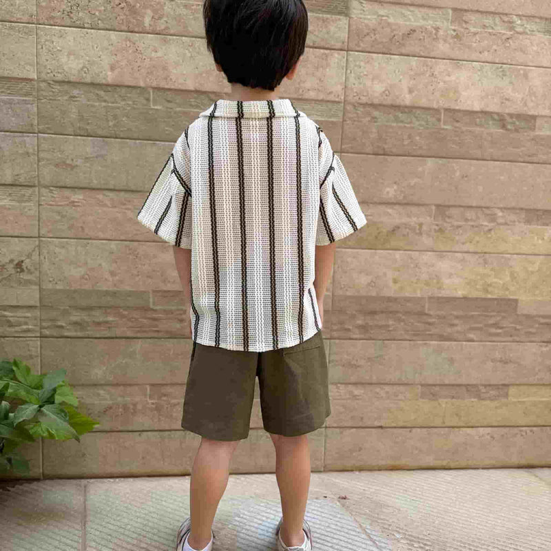 Striped Shirt & Olive Shorts