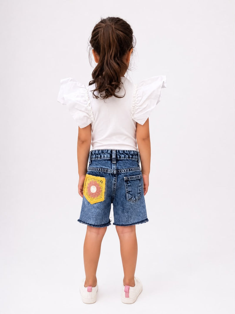 Floral Embroidered Denim Shorts