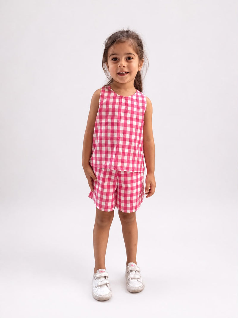 Checked Top & Shorts Set