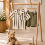 Striped Shirt & Olive Shorts