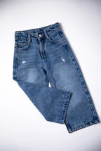 Pair of blue jeans on a white background
