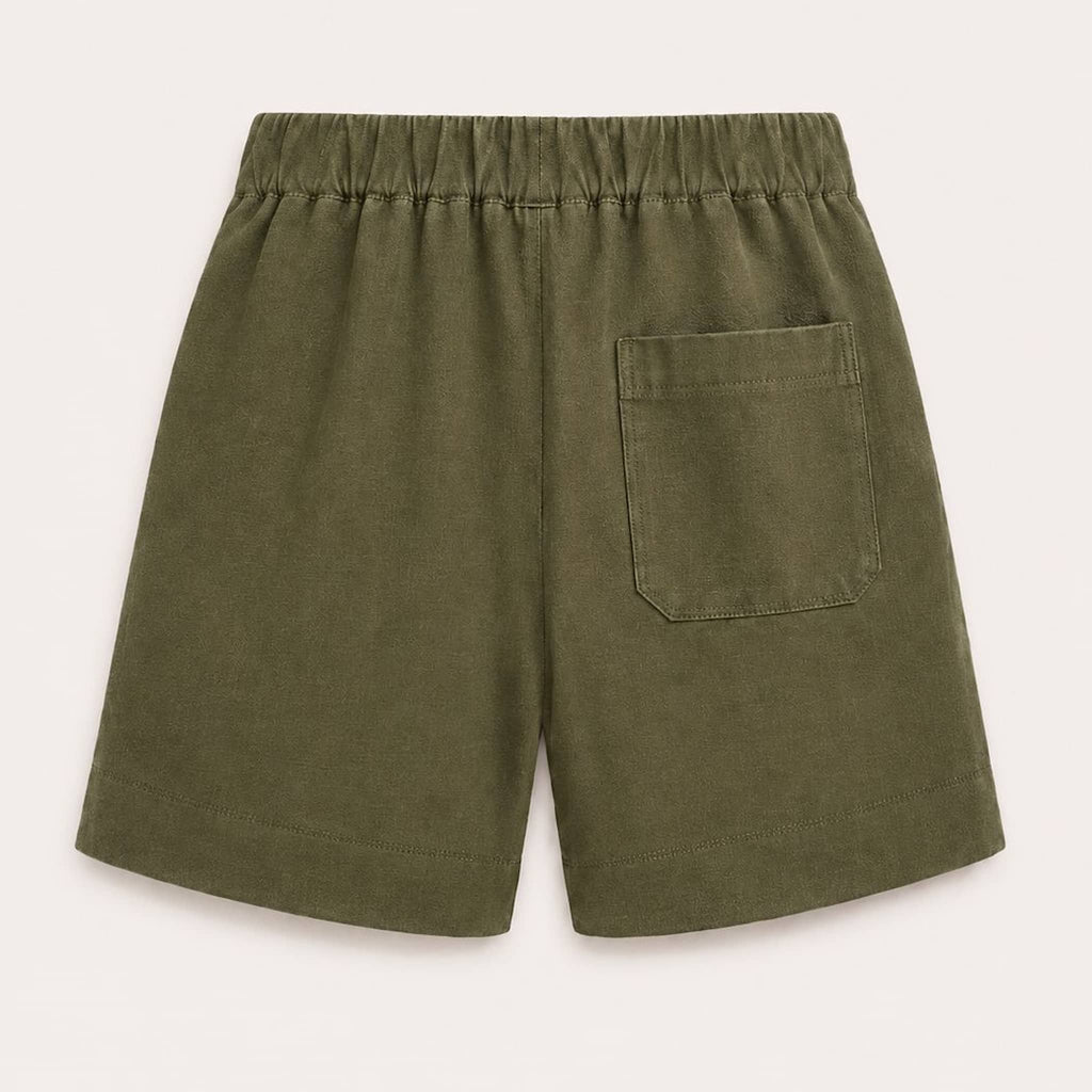 Olive Green Linen Shorts
