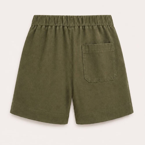 Olive Green Linen Shorts