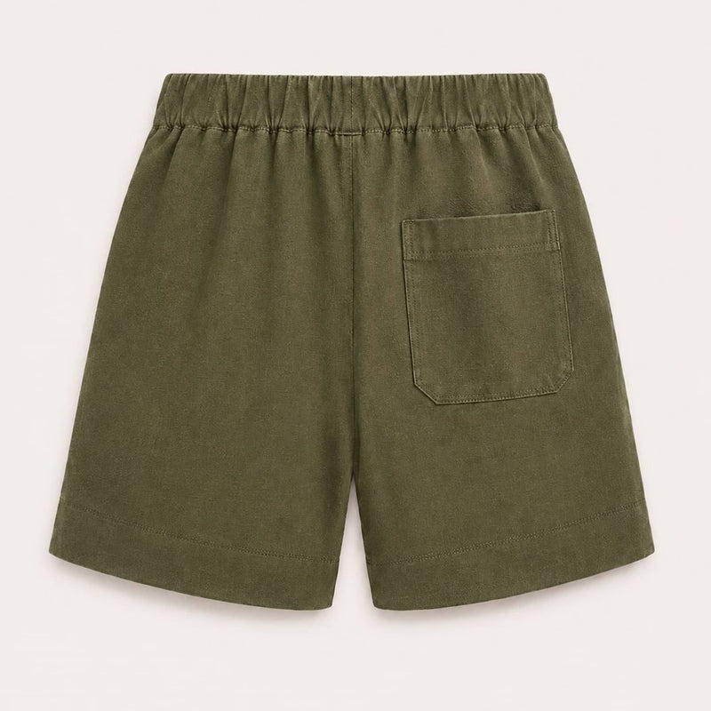 Olive Green Linen Shorts
