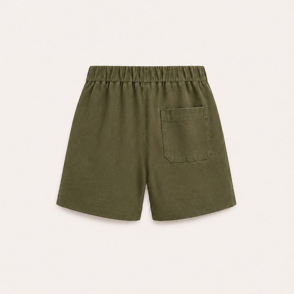Olive Green Linen Shorts