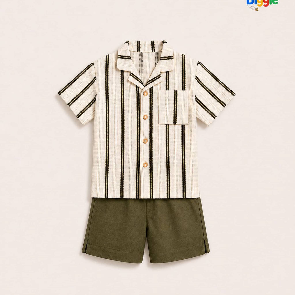Olive Green Linen Shorts