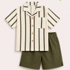 Striped Shirt & Olive Shorts