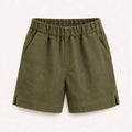 Olive Green Linen Shorts