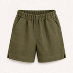 Olive Green Linen Shorts