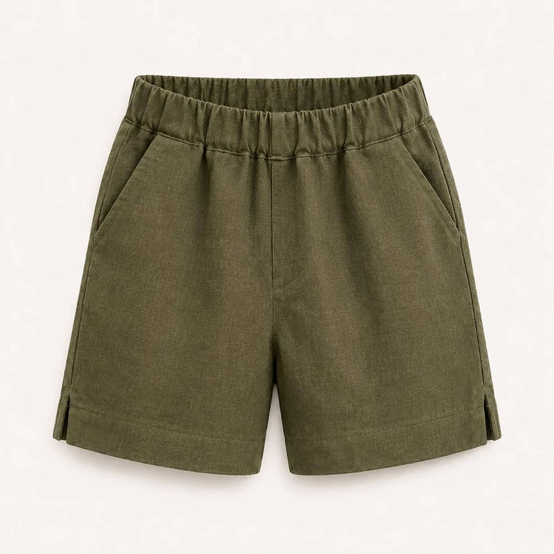 Olive Green Linen Shorts