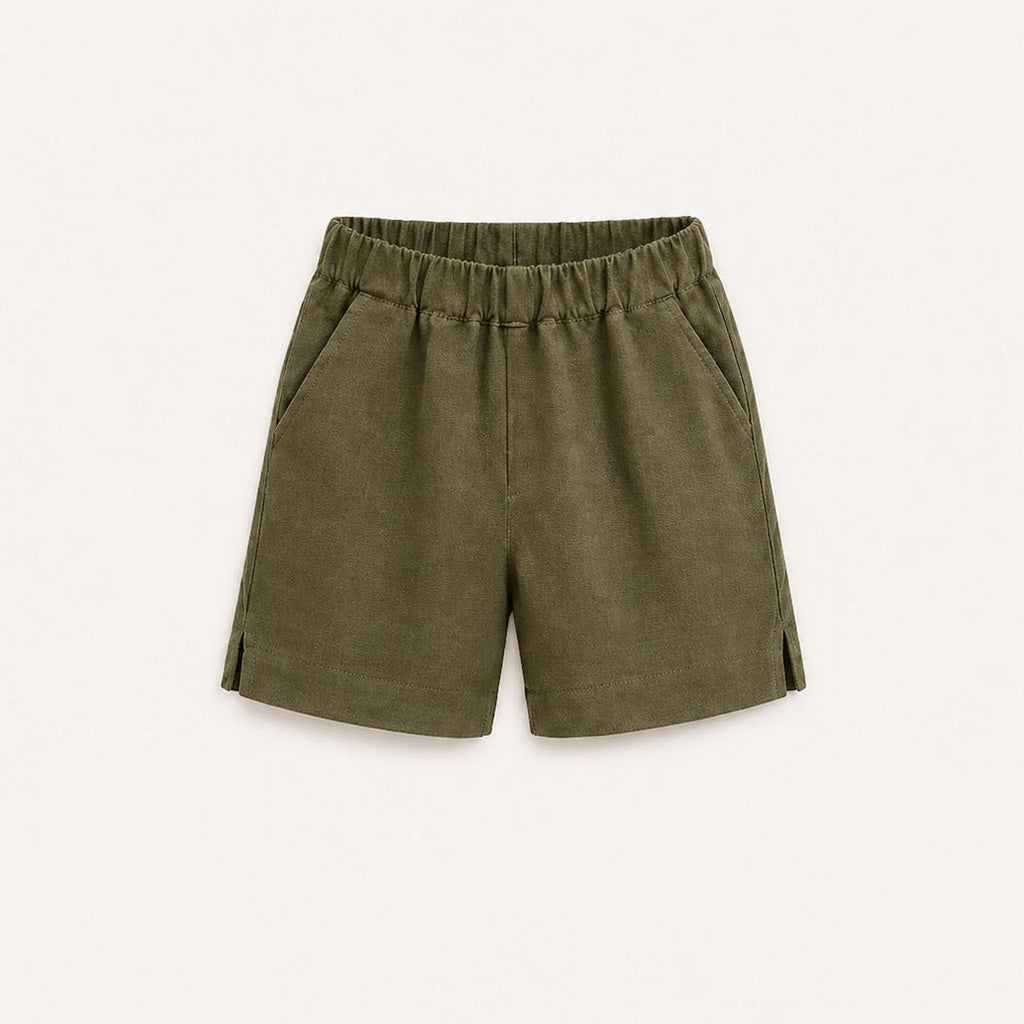 Olive Green Linen Shorts
