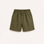 Olive Green Linen Shorts