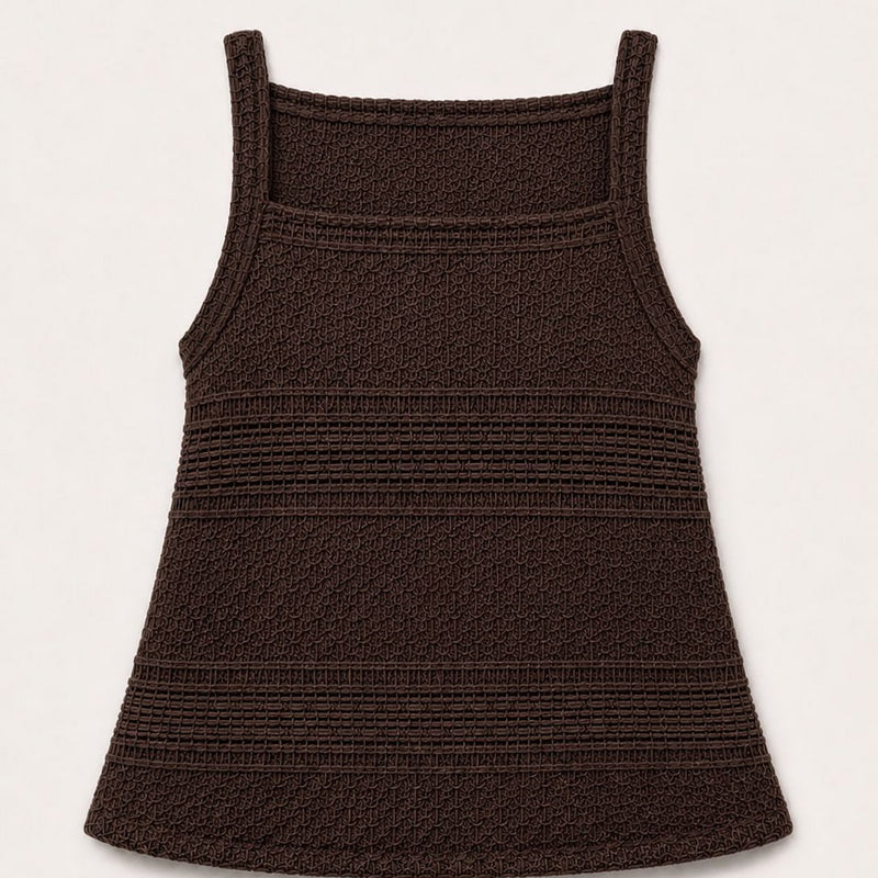 Textured Brown Sleeveless